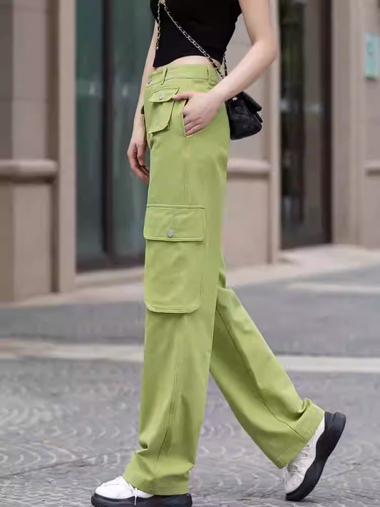 Summer High Waist Straight  Wide Leg Pants Casual Pants