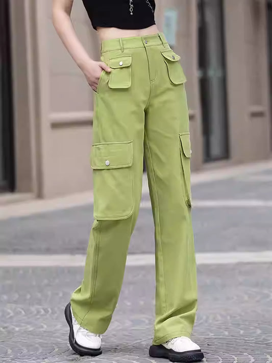 Summer High Waist Straight  Wide Leg Pants Casual Pants
